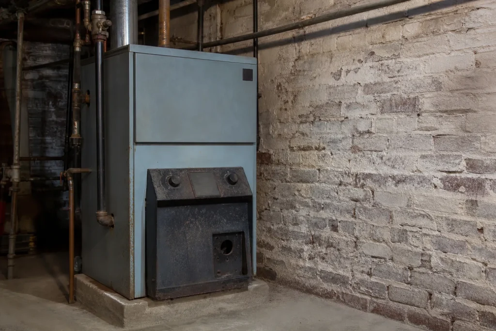 Ancienne chaudiu00e8re dans une cave