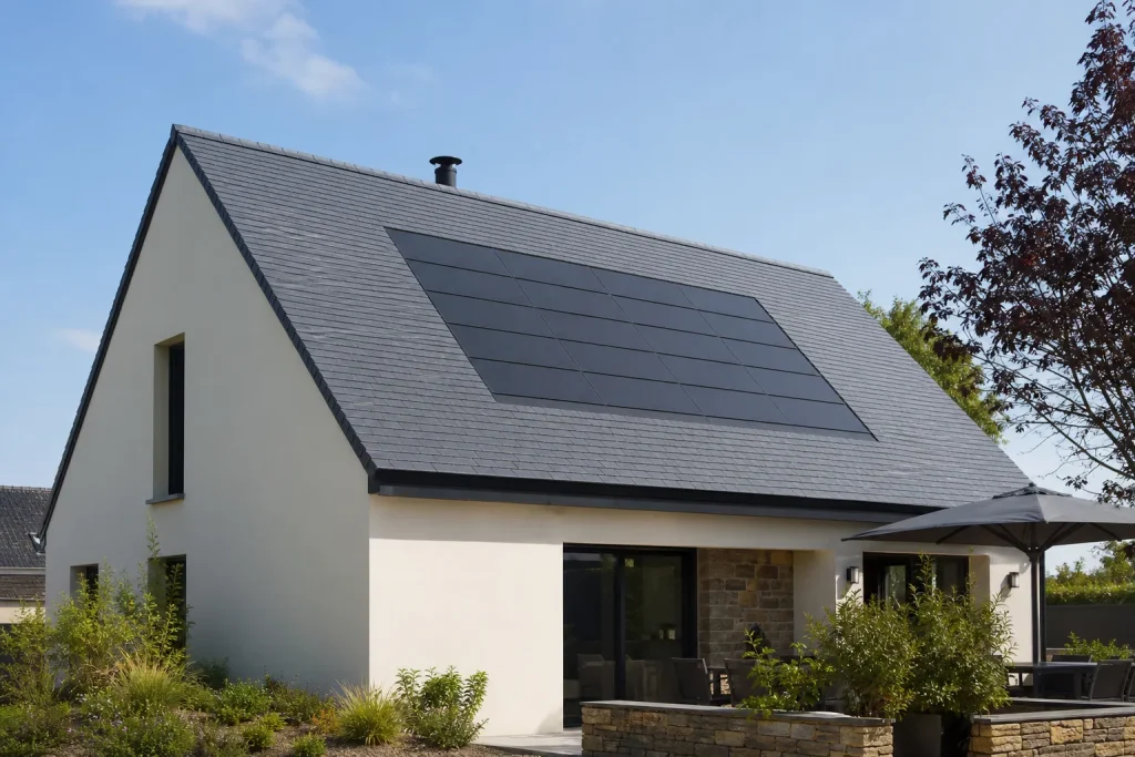 Panneaux solaires intu00e9gru00e9s u00e0 la toiture