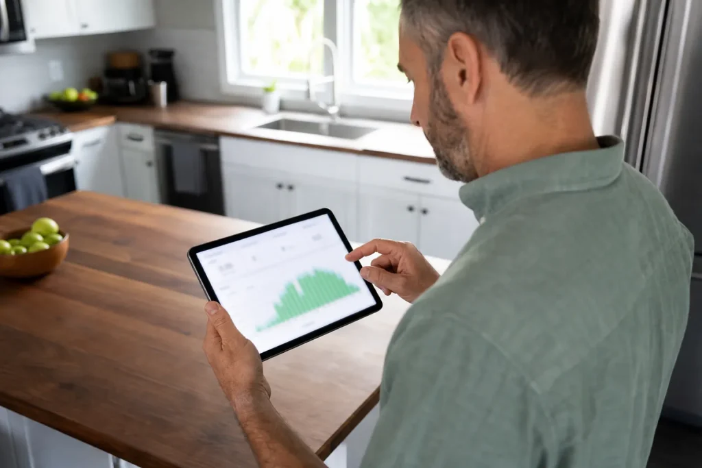 Suivi de la production solaire sur une tablette